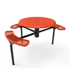 Inground Mount - Expanded Metal - RHINO 46” Nexus Round Thermoplastic Polyolefin Coated Picnic Table With 3 Attached Seat And Solid Top