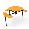 Inground Mount - Perforated Metal - RHINO 46” Nexus Round Thermoplastic Polyolefin Coated Picnic Table With 3 Attached Seat And Solid Top