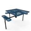 Inground Mount - Expanded Metal - RHINO 46” Nexus Square Thermoplastic Polyolefin Coated Pedestal ADA Picnic Table with 3 Attached Seats