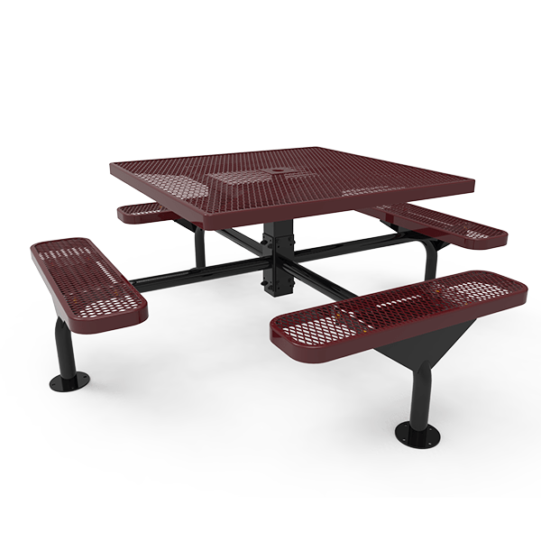 Surface Mount - Expanded Metal - RHINO 46” Nexus Square Thermoplastic Polyolefin Coated Picnic Table