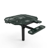 Inground Mount - Expanded Metal - RHINO 46” Octagon Thermoplastic Polyolefin Coated Pedestal Picnic Table with 3 Rolled Seats