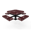 Surface Mount - Expanded Metal - RHINO 46” Octagon Thermoplastic Polyolefin Coated Pedestal Picnic Table with Rolled Seats