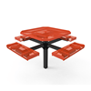 Inground Mount - Expanded Metal - RHINO 46” Octagon Thermoplastic Polyolefin Coated Pedestal Picnic Table with Rolled Seats