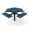 Inground Mount - Perforated Metal - RHINO 46” Octagon Thermoplastic Polyolefin Coated Pedestal Picnic Table with Rolled Seats