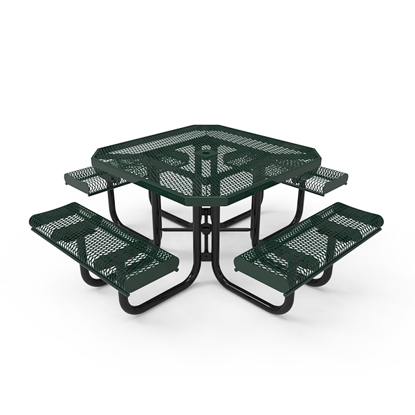 Expanded Metal - Portable - RHINO 46” Octagon Thermoplastic Polyolefin Coated Portable Picnic Table with Rolled Edges