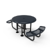 Portable - Expanded Metal - RHINO 46” Round Solid Top Thermoplastic Polyolefin Coated Picnic Table with 2 Seats