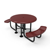 Portable - Perforated Metal - RHINO 46” Round Solid Top Thermoplastic Polyolefin Coated Picnic Table with 2 Seats