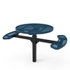 Inground Mount - Expanded Metal - RHINO 46” Round Thermoplastic Polyolefin Coated Pedestal Picnic Table with 2 Seats
