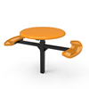 Inground Mount - Expanded Metal - RHINO 46” Round Thermoplastic Polyolefin Coated Pedestal Picnic Table with Solid Top and 2 Seats