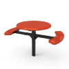 Inground Mount - Perforated Metal - RHINO 46” Round Thermoplastic Polyolefin Coated Pedestal Picnic Table with Solid Top and 2 Seats