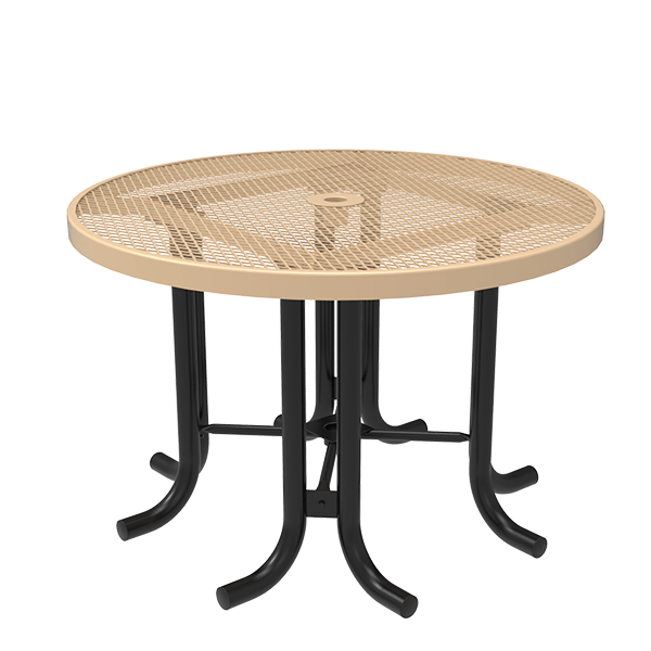 Portable - Expanded Metal - RHINO 46” Round Thermoplastic Polyolefin Coated Portable Picnic Table with No Seats