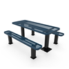Surface Mount - Expanded Metal - RHINO 6 Ft. Rectangular Thermoplastic Polyolefin Coated Pedestal Picnic Table with Independent Benches
