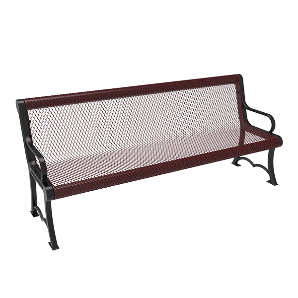 Portable and Surface Mount - Expanded Metal - RHINO 6 Ft. Thermoplastic Polyolefin Coated Austin Bench with Cast Iron Frame