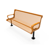 Surface Mount - Expanded Metal - RHINO 6 Ft. Thermoplastic Polyolefin Coated Contoured Bench with Arms and Back
