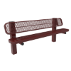 Inground Mount - Expanded Metal - RHINO 6 Ft. Thermoplastic Polyolefin Coated Metal Pedestal Bench with Back