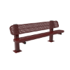 Surface Mount - Perforated Metal - RHINO 6 Ft. Thermoplastic Polyolefin Coated Metal Pedestal Bench with Back
