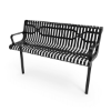 Inground Mount - RHINO 6 Ft. Thermoplastic Polyolefin Coated Slatted Steel Contoured Bench with Arms and Back