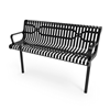 Inground Mount - RHINO 6 Ft. Thermoplastic Polyolefin Coated Slatted Steel Contoured Bench with Arms and Back