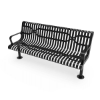 Surface Mount - RHINO 6 Ft. Thermoplastic Polyolefin Coated Slatted Steel Contoured Bench with Arms and Back
