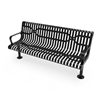 Surface Mount - RHINO 6 Ft. Thermoplastic Polyolefin Coated Slatted Steel Contoured Bench with Arms and Back