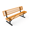 Portable - Expanded Metal - RHINO 6 Ft. Thermoplastic Polyolefin Coated Steel Bench with Back and Rolled Edges