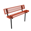 Inground Mount - Expanded Metal - RHINO 6 Ft. Thermoplastic Polyolefin Coated Steel Bench with Back and Rolled Edges