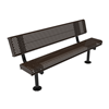 Surface Mount - Perforated Metal - RHINO 6 Ft. Thermoplastic Polyolefin Coated Steel Bench with Back and Rolled Edges