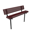 Inground Mount - Perforated Metal - RHINO 6 Ft. Thermoplastic Polyolefin Coated Steel Bench with Back and Rolled Edges