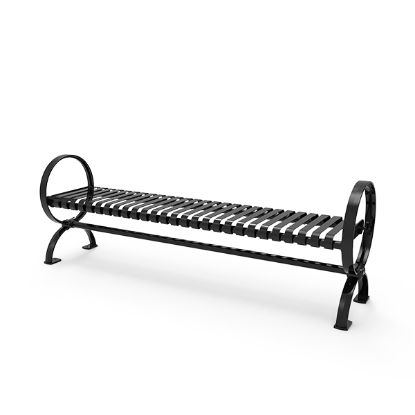 Portable and Surface Mount - RHINO 6 Ft. Thermoplastic Polyolefin Coated Strap Steel Village Bench without Backrest