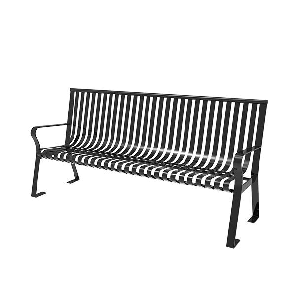 Portable and Surface Mount - RHINO 6 Ft. Thermoplastic Polyolefin Coated Strapped Steel Downtown Bench with Straight Back