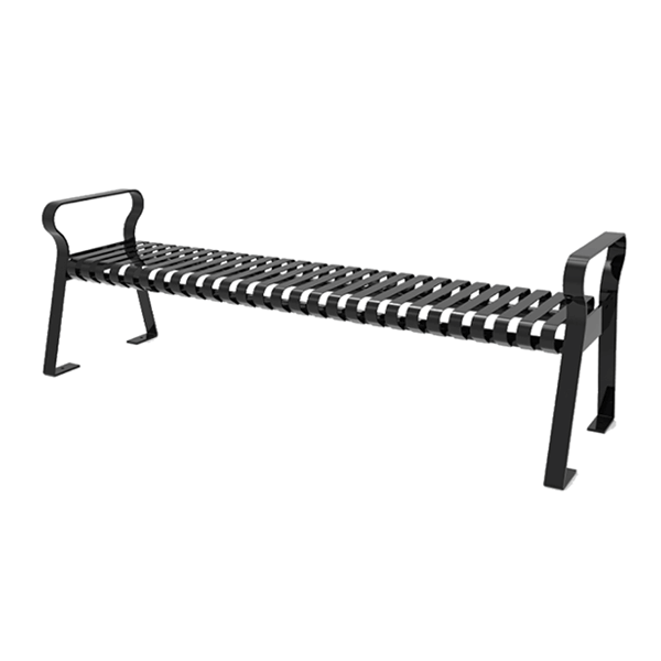 Portable and Surface Mount - RHINO 6 Ft. Thermoplastic Polyolefin Coated Strapped Steel Downtown Bench without Back