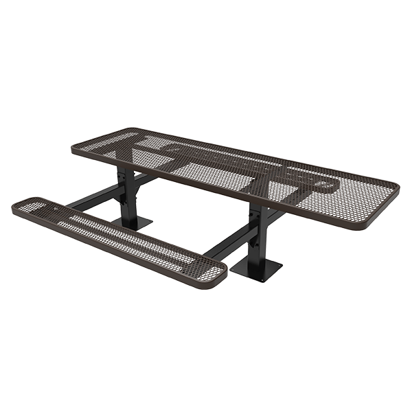 Surface Mount - Expanded Metal - RHINO 8 Ft. ADA Compliant Thermoplastic Polyolefin Double Pedestal Picnic Table with Single End Access