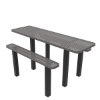 Inground Mount - Perforated Metal - RHINO 8 Ft. ADA Rectangular Thermoplastic Polyolefin Coated Pedestal Picnic Table with Independent Benches and Double End Access