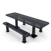 Surface Mount - Perforated Metal - RHINO 8 Ft. ADA Rectangular Thermoplastic Polyolefin Coated Pedestal Picnic Table with Independent Benches and Double End Access