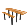 Inground Mount - Expanded Metal - RHINO 8 Ft. ADA Rectangular Thermoplastic Polyolefin Coated Pedestal Picnic Table with Independent Benches and Single End Access