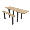 Inground Mount - Perforated Metal - RHINO 8 Ft. ADA Rectangular Thermoplastic Polyolefin Coated Pedestal Picnic Table with Independent Benches and Single End Access