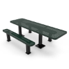 Surface Mount - Perforated Metal - RHINO 8 Ft. ADA Rectangular Thermoplastic Polyolefin Coated Pedestal Picnic Table with Independent Benches and Single End Access