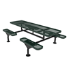 Surface Mount - Expanded Metal - RHINO 8 Ft. Nexus Round Thermoplastic Polyolefin Coated Picnic Table with Four Attached Benches