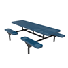 Inground Mount - Perforated Metal - RHINO 8 Ft. Nexus Round Thermoplastic Polyolefin Coated Picnic Table with Four Attached Benches