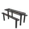 Inground Mount - Expanded Metal - RHINO 8 Ft. Rectangular Thermoplastic Polyolefin Coated Pedestal Picnic Table with Independent Benches
