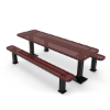 Surface Mount - Perforated Metal - RHINO 8 Ft. Rectangular Thermoplastic Polyolefin Coated Pedestal Picnic Table with Independent Benches