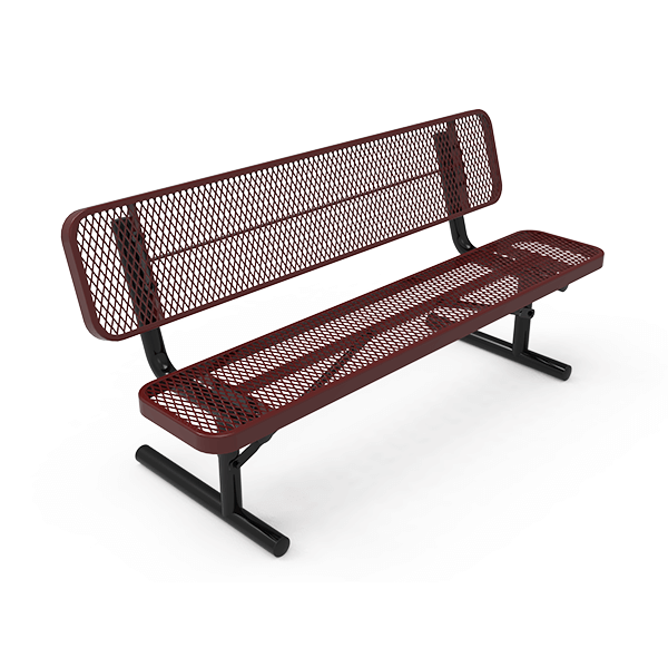 Portable - Expanded Metal - RHINO 8 Ft. Thermoplastic Polyolefin Coated Player’s Bench with Back
