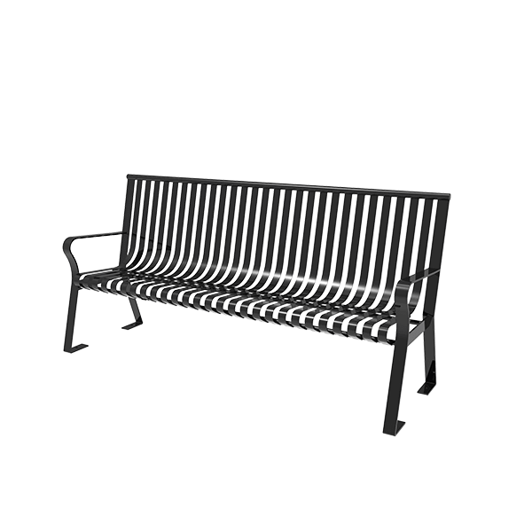 Portable and Surface Mount - ELITE 4 Ft. Thermoplastic Polyethylene Coated Strapped Steel Downtown Bench with Straight Back