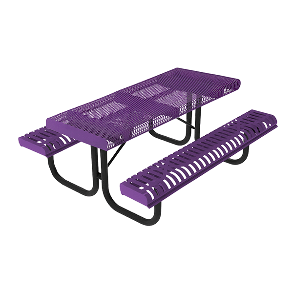 Portable - ELITE 8 Ft. Rectangular Thermoplastic Polyethylene Coated Portable Strapped Steel Picnic Table With Rolled Edges