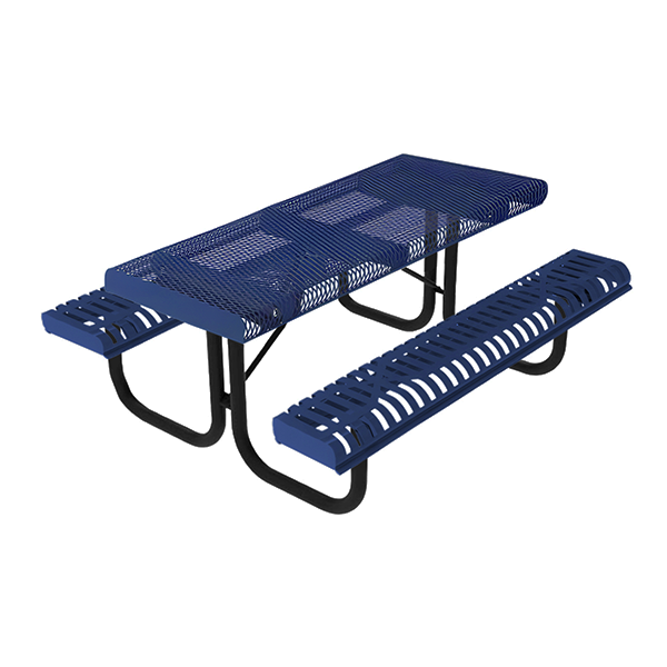  Rectangular Thermoplastic Polyethylene Coated Portable Strapped Steel Picnic Table 