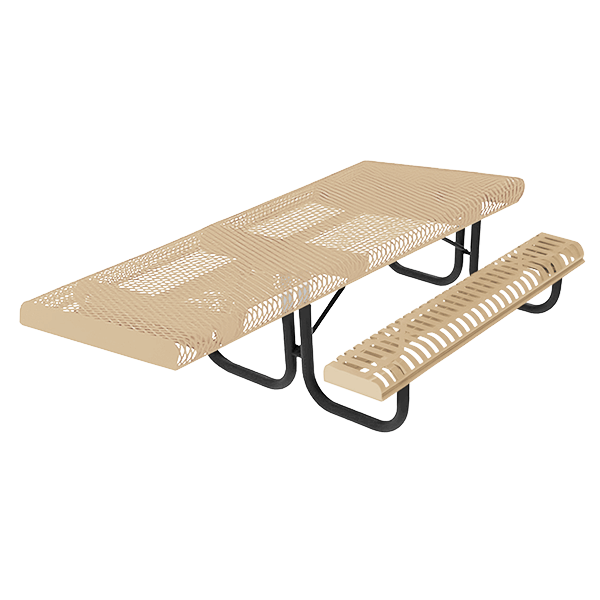 Portable - ELITE 8 Ft. ADA Rectangular Thermoplastic Polyethylene Coated Portable Strapped Steel Picnic Table with Rolled Edges