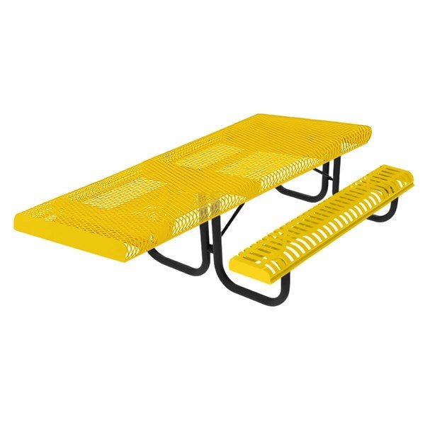 RHINO 8 Ft. ADA Rectangular Thermoplastic Polyolefin Coated Portable Strapped Steel Picnic Table with Rolled Edges