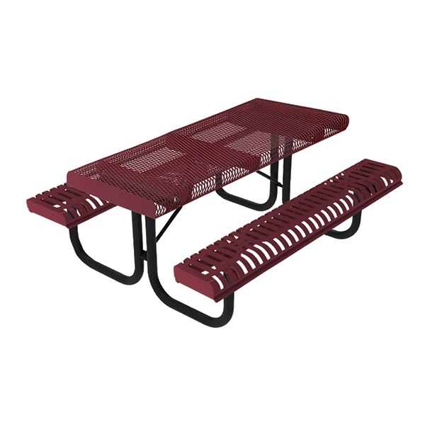 RHINO 8 Ft. Rectangular Thermoplastic Polyolefin Coated Portable Slatted Steel Picnic Table With Rolled Edges