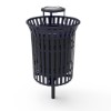 RHINO 32 Gallon Thermoplastic Strap Steel Skyline Trash Receptacle with Flared Top and Side Opening - Inground Mount