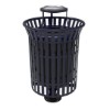 RHINO 32 Gallon Thermoplastic Strap Steel Skyline Trash Receptacle with Flared Top and Side Opening - Surface Mount